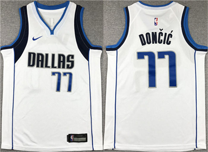 Youth Dallas Mavericks #77 Luka Doncic White Stitched Basketball Jersey Youth Dallas Mavericks #77 Luka Doncic White Stitched Basketball Jersey